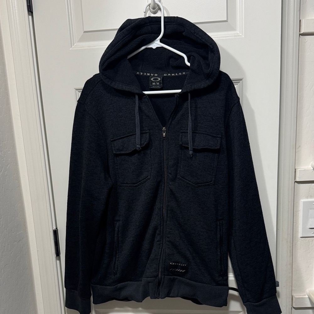 Oakley Men's Dark Gray Hooded Zip Up Jacket Size Medium - M